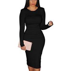 MakeMeChic Women's Faux Leather Dress Long Sleeve Bodycon Party