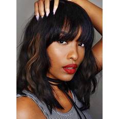 Hair Products Wave & Breeze Short Wavy Wig with Bang 14 inch Black Coffee