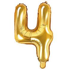 PartyDeco Foil Balloon Number 4 35cm Gold