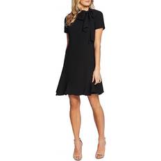 CeCe Bow Neck Short Sleeve Dress - Rich Black