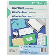 Avery Pres-A-Ply Laser Address Labels, 1 x 2-5/8, White, 3000/Box