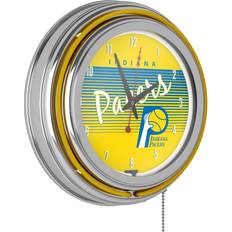 Table Clocks on sale Trademark Global Indiana Pacers Hardwood Classics Chrome Double-Ring Neon Wall Clock, Multicolor Table Clock