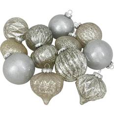 Northlight Seasonal 12pc. Distressed Glass Ornament Set Silver Christmas Tree Ornament