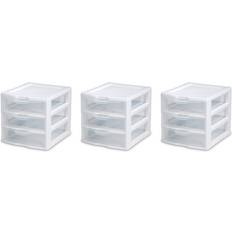 3 drawer storage unit Sterilite Wide Portable Countertop 3-Drawer Desktop Storage Unit (3-Pack) White/Clear