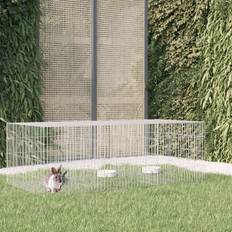 vidaXL 3-Panel Rabbit Cage 163x79x54 Galvanised Iron