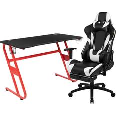 Flash Furniture Gaming Desk & Reclining Footrest Gaming Desk Chair 2-piece Set, Black