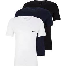 Baumwolle - Herren T-Shirts Hugo Boss Logo Embroidered T-shirt 3-pack - Black/Blue/White