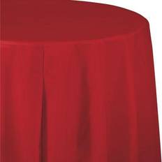 Classic Red Round Plastic Tablecloths 3 Count