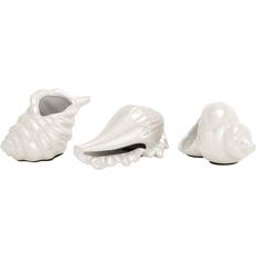 Litton Lane Coastal Living White Ceramic Seashells (Set of 3)