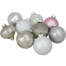 Glass Christmas Tree Ornaments Northlight Seasonal 9pc. Multi-Finish Ball & Onion Ornaments Silver