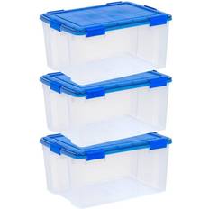 Iris 11.5 gal. Weatherpro Clear Plastic Storage Box with Blue Lid (4-Pack)