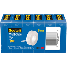Scotch Wall-Safe Tape, 6 Rolls, Sticks Securely, Removes Cleanly