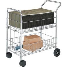 Fellowes 40912 Chrome Wire Mail Cart 37.5
