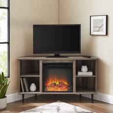 Fireplaces Walker Edison Clyde Gray and Black Fireplace Console