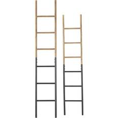 Wood Combination Ladders Litton Lane Brown Metal Industrial Ladder (Set of 2) Multi-Colored