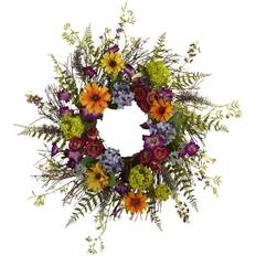 Nearly Natural Spring Garden Wreath Decoration 24"