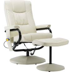 Massage Chairs vidaXL Massage Chair with Foot Stool Cream Faux Leather