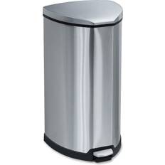 Waste Disposal SAFCO Step-On Waste Receptacle, Triangular, Stainless Steel, 10 gal, Black