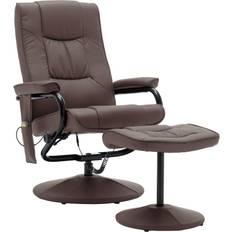 Massage Products vidaXL Massage Chair with Foot Stool Brown Faux Leather