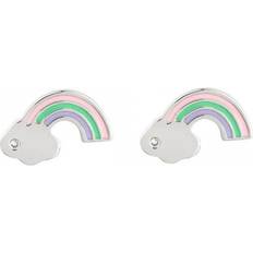 D For Diamond Rainbow Stud Earrings - Silver/Multicolour