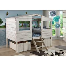 Donco kids Rustic Sand Twin Tree Loft Bed with Drawers