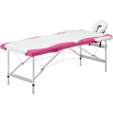 vidaXL foldbart massagebord 2 zoner aluminium hvid og pink