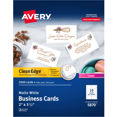 Office Supplies Avery 5870 Clean Edge Laser Business Cards, 1/2, 10/Sheet, 2000/Box