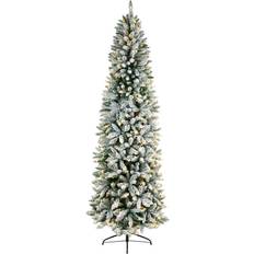Artificial prelit slim christmas tree Nearly Natural 8Ft Pre-Lit Slim Christmas Tree 96"