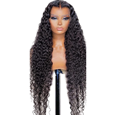 Wigs SNJON Water Wave 13x6 HD Transparent Lace Front Wigs 18" Black