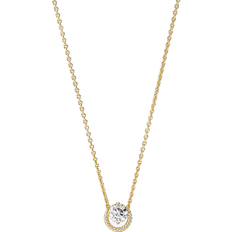 Pandora Sparkling Round Halo Pendant Collier Necklace - Gold/Transparent