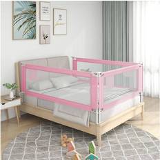 vidaXL Toddler Safety Bed Rail Pink Fabric Baby Cot Bed Protection