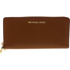 Michael Kors Jet Set Large Continental Wallet Wristlet Brown Mk Buttercup  Yellow