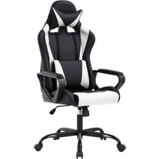 Homall Gaming Chair Office Chair with Lumber Pillow and Footrest, White 
