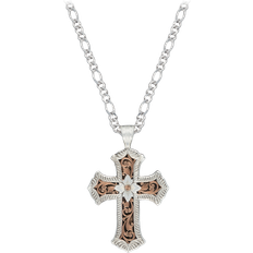 Montana Silversmiths Antiqued Rose Scalloped Cross Necklace