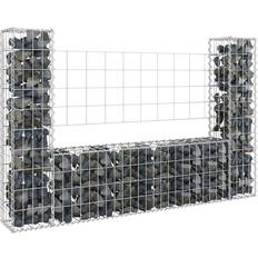 Gabionkurver vidaXL U-shape Gabion Basket with 2 Posts Iron Fence