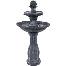 Fountains Sunnydaze Decor 45 in. 2-Tier Black Arcade Solar