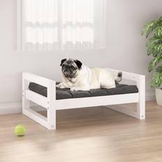 vidaXL Dog Bed White 65.5x50.5x28 Solid Pine Wood
