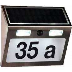 Hausnummern reduziert HI soldrevet LED-oplyst husnummer sølvfarvet