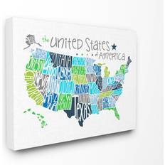 Stupell Industries United States Map Colored Typography Framed Art 24x30"