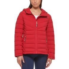 Tommy Hilfiger Women's Hooded Packable Puffer Coat - Crimson
