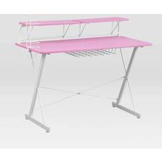 Techni Sport Computer Gaming Desk with Shelves - Pink 
