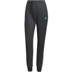 Adidas Women's Essentials Fleece 3-Stripes Pants - Dark Grey Heather/Mint Ton