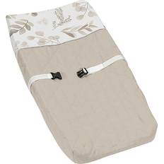 Sweet Jojo Designs Boho Botanical Leaf Linen Beige Tan Changing Pad Cover