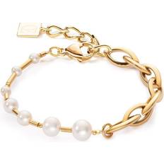 Coeur de Lion Chunky Chain Navette Multiwear Bracelete - Gold/Pearls