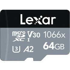 64 GB Memory Cards LEXAR Professional Silver microSDXC Class 10 UHS-I U3 V30 A2 160MB/s 64GB (1066x) +SD Adapter