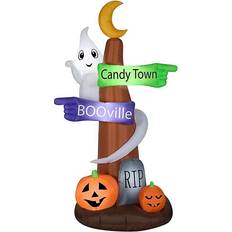 Inflatable Decorations National Tree Company 96" Signpost And Ghost Inflatable Halloween