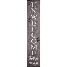 Black Figurines National Tree Company 39" Halloween "Unwelcome" Porch Sign with Spider Figurine