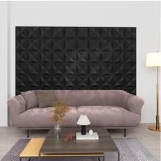 Wall Panels Be Basic vidaXL 3D Wall Panels 48 pcs 50x50 cm Origami Black 12 mÂ²