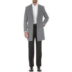 Black - Men Coats English Laundry Men's Solid Notch Lapel Overcoat