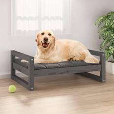 vidaXL Dog Bed Grey Solid Pine Wood